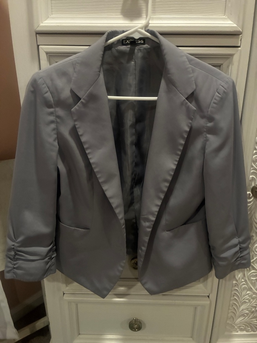 Express Women's Light Gray Fitted Blazer